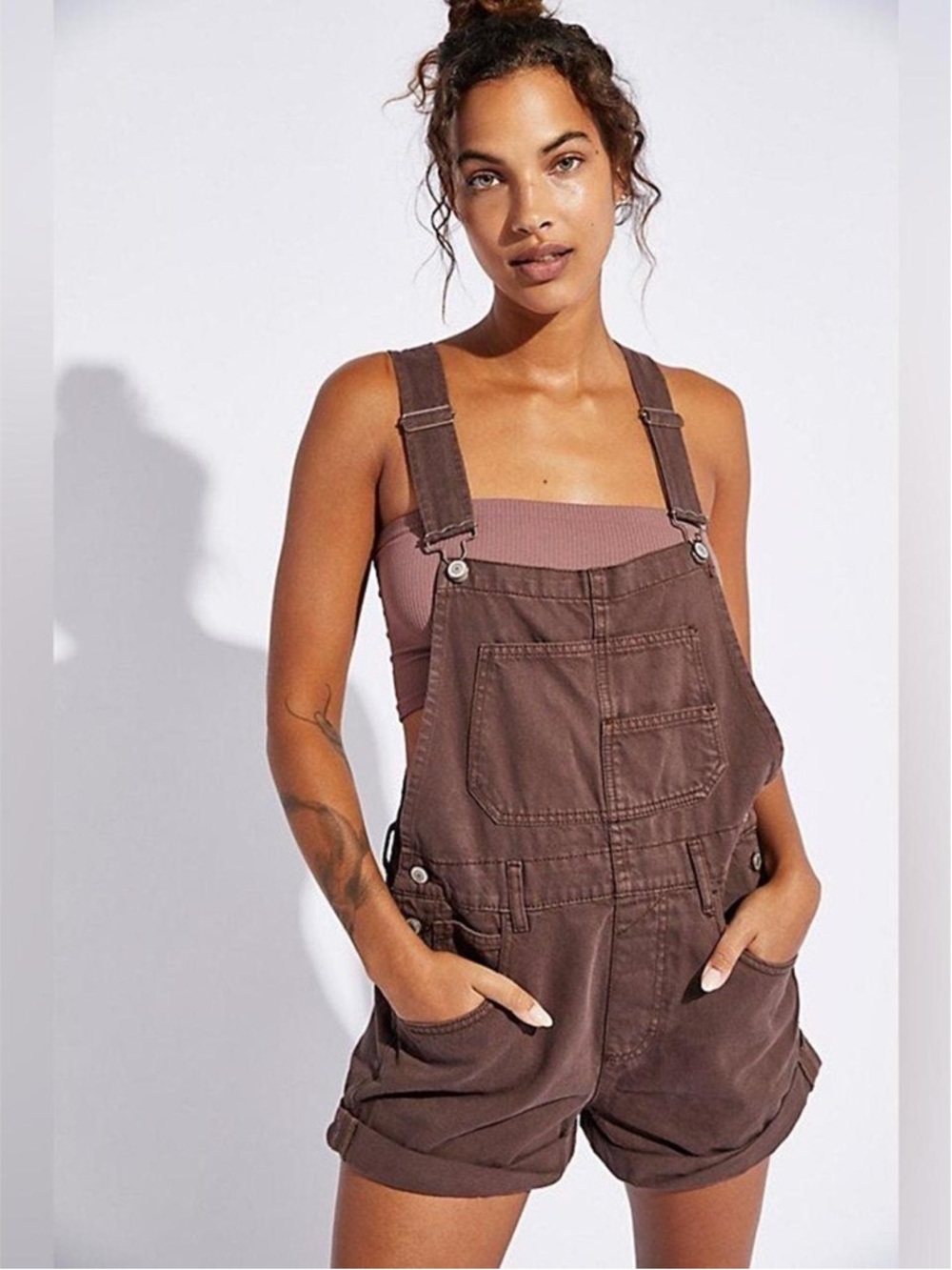 We the free | Free People Ziggy Overalll shortapl - mocha brown size XS